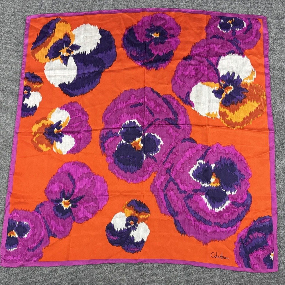 Cole Haan Silk Scarf Floral Print Large Square 34"x34" Luxury